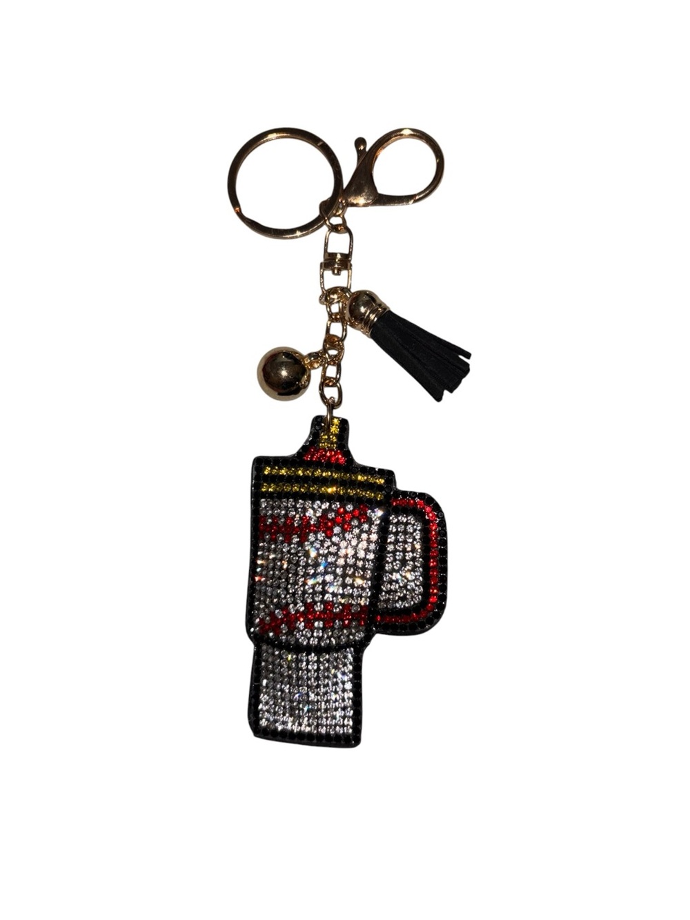 Crystal Rhinestone Travel Mug Keychain - Gold Hardware